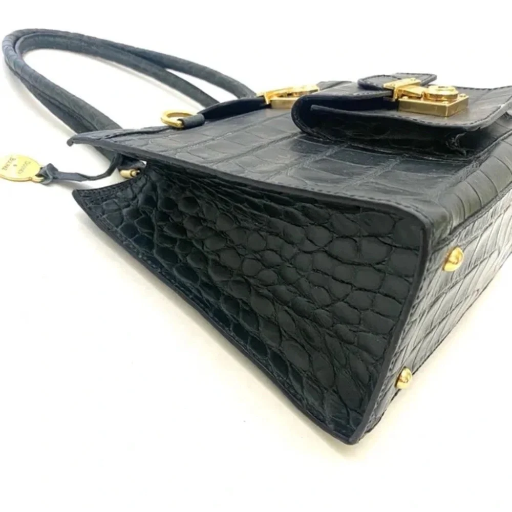 Dooney & Bourke Women’s Blueish/Black Croc Embossed Satchel
